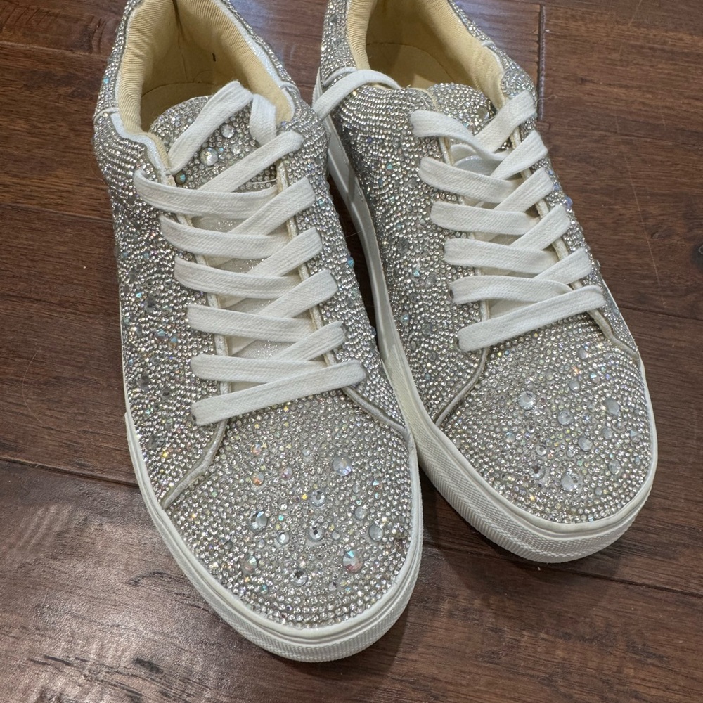 Betsey Johnson Glittering Silver Sneakers